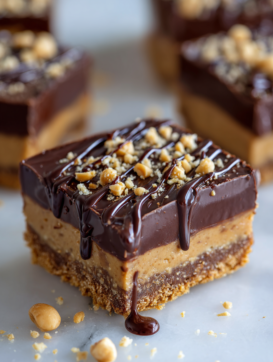 No Bake Chocolate Peanut Bars Recipe